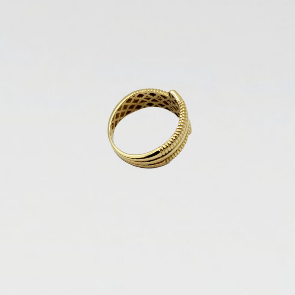 10K Anillo De Mujer - Diseño De Cordón Trenzado A Mano