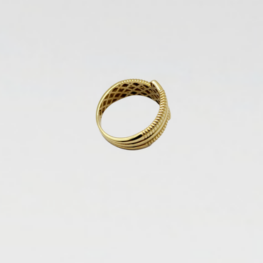 10K Anillo De Mujer - Diseño De Cordón Trenzado A Mano