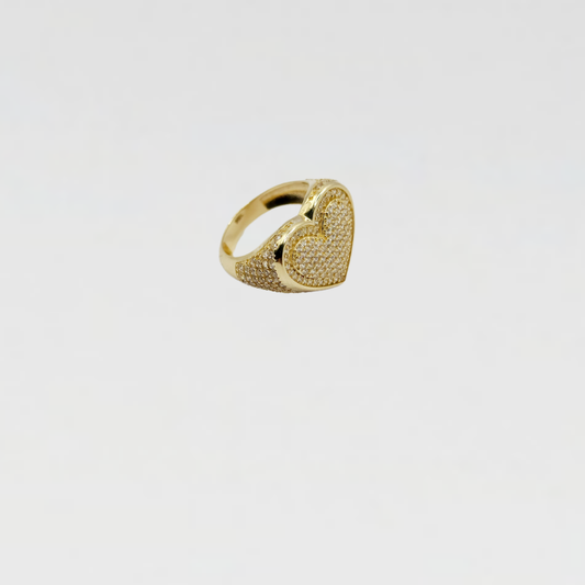 10K Anillo De Mujer  - De Corazon Con Diamantes