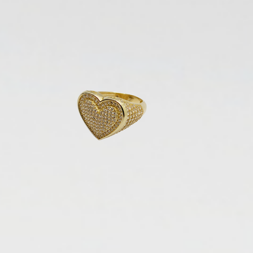 10K Anillo De Mujer  - De Corazon Con Diamantes