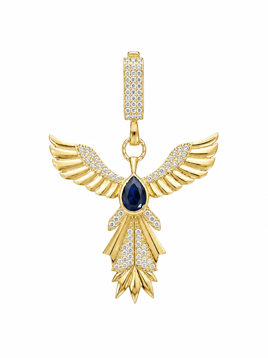 Dije de angel con piedra azul 14 kt