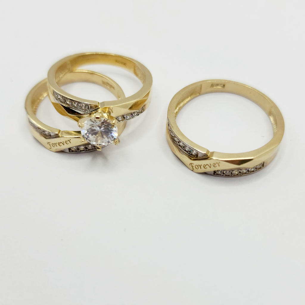 10K Set De Anillo De Compromiso - Diamante ( Hombre Y Mujer )