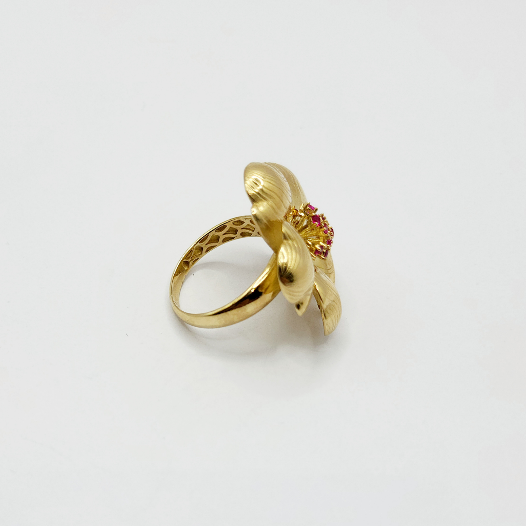10K Anillo De Mujer - Deseño de flor