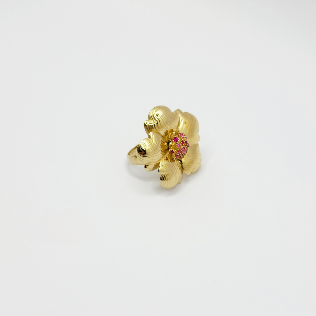 10K Anillo De Mujer - Deseño de flor