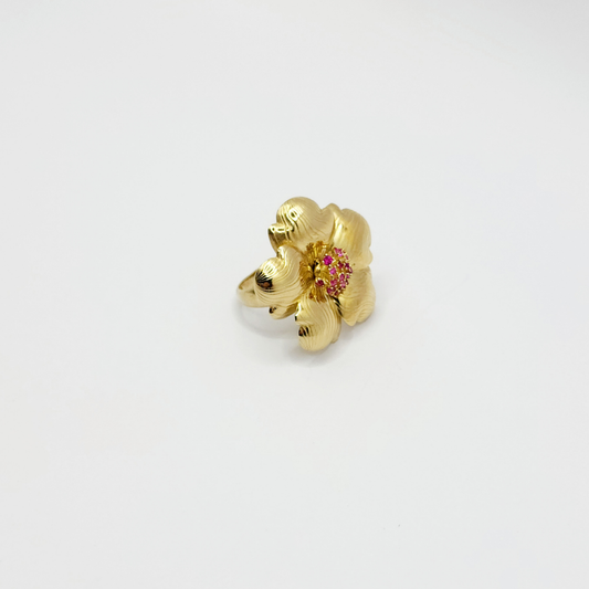 10K Anillo De Mujer - Diseño De Flor