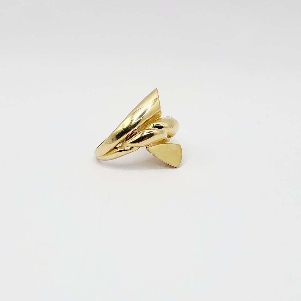 10K Anillo De Mujer - Diseño De Banda Gruesa llamativo