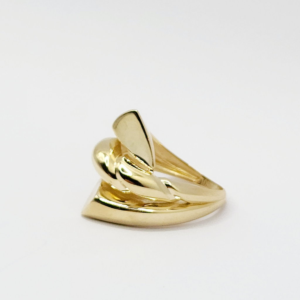 10K Anillo De Mujer - Diseño De Banda Gruesa llamativo
