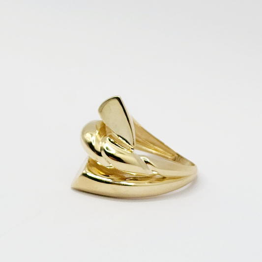 10K Anillo De Mujer - Diseño De Banda Gruesa llamativo