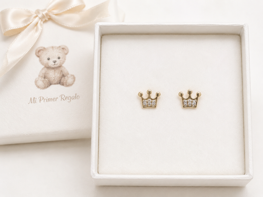 Pendientes para bb de corona 14 kt