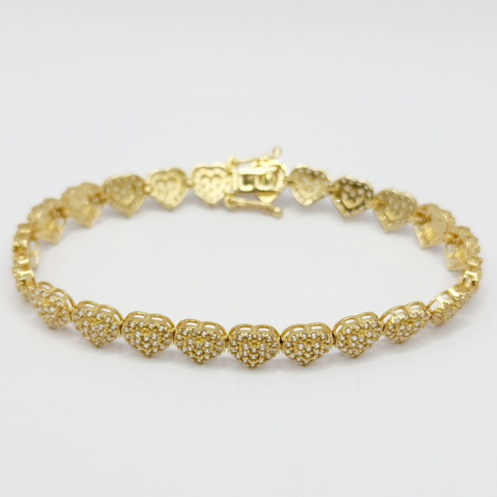 10K Brazalete De Mujer - Diseño De Corazones