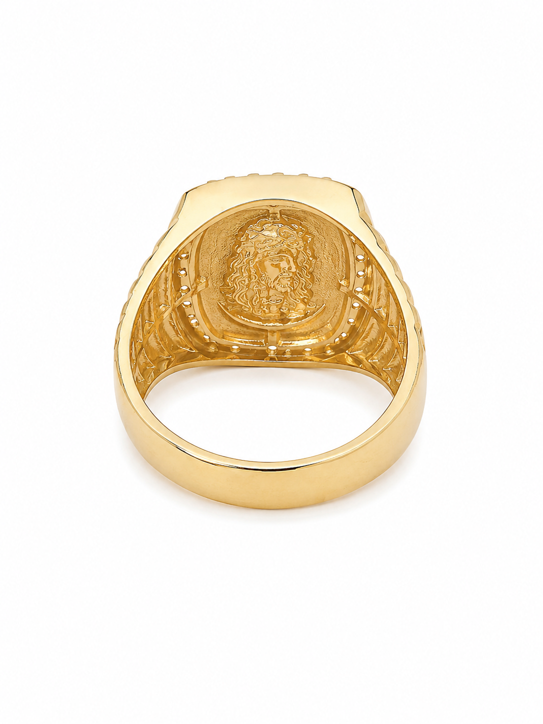 Anillo de hombre con la cara de Jesus 10 kt