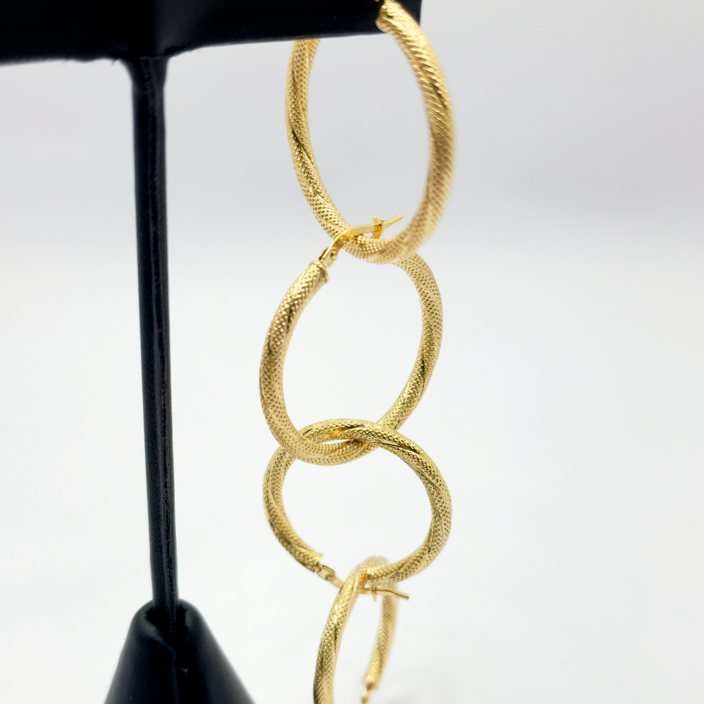 10K Argollas Set De 2 De Mujer - Diseño Nevada