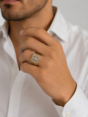 Anillo de hombre 10 kt con piedras