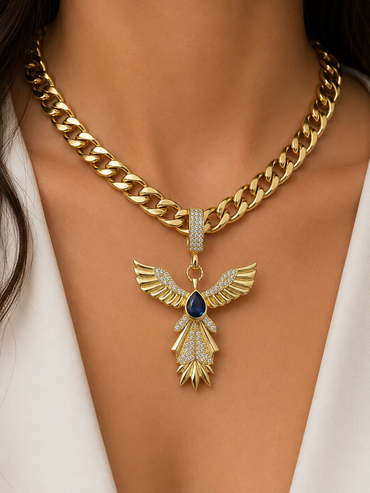 Dije de angel con piedra azul 14 kt