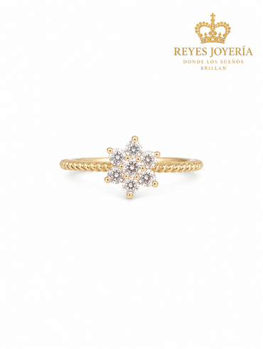 Anillo de flor con piedras 10 kt