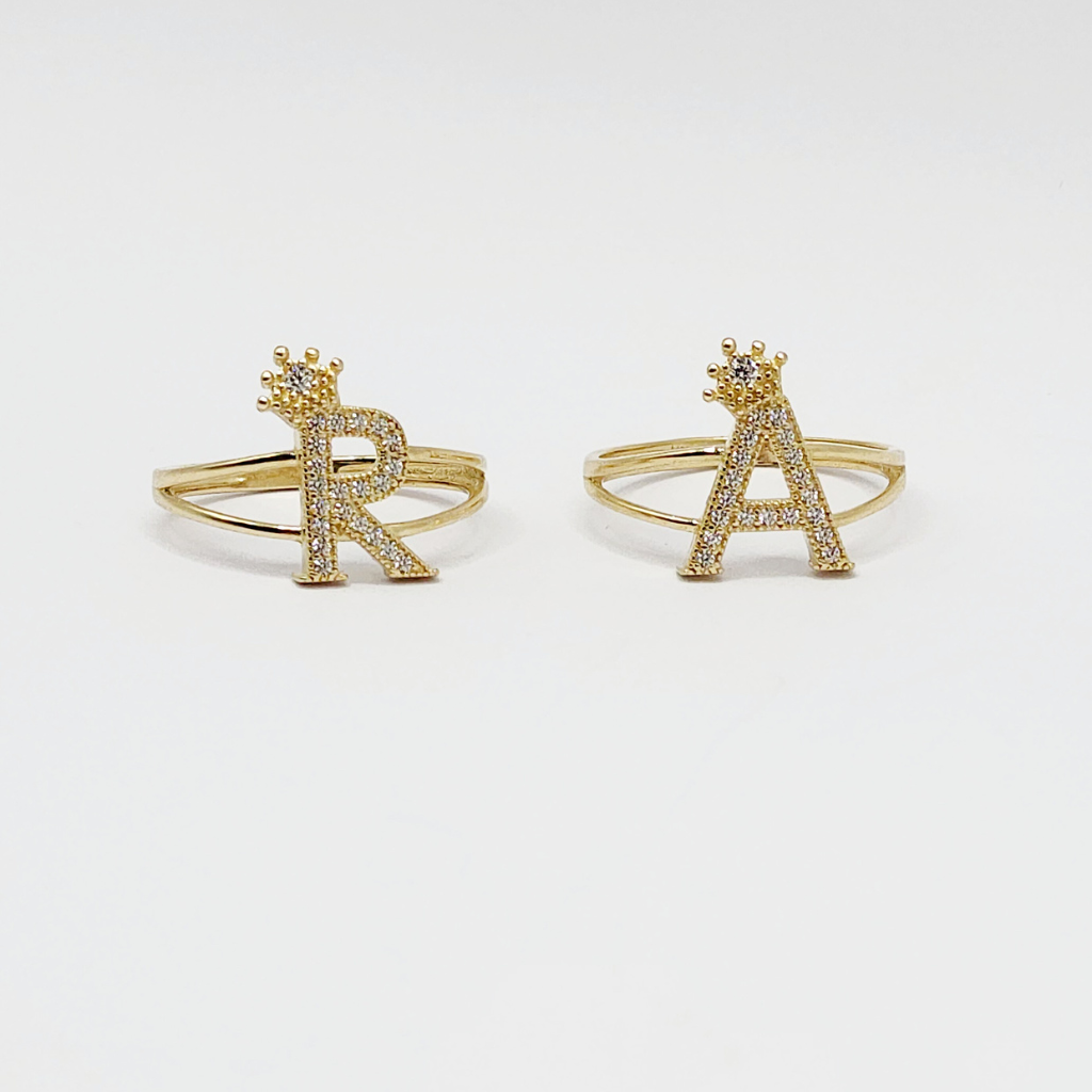10K Anillo De Mujer Con Iniciales