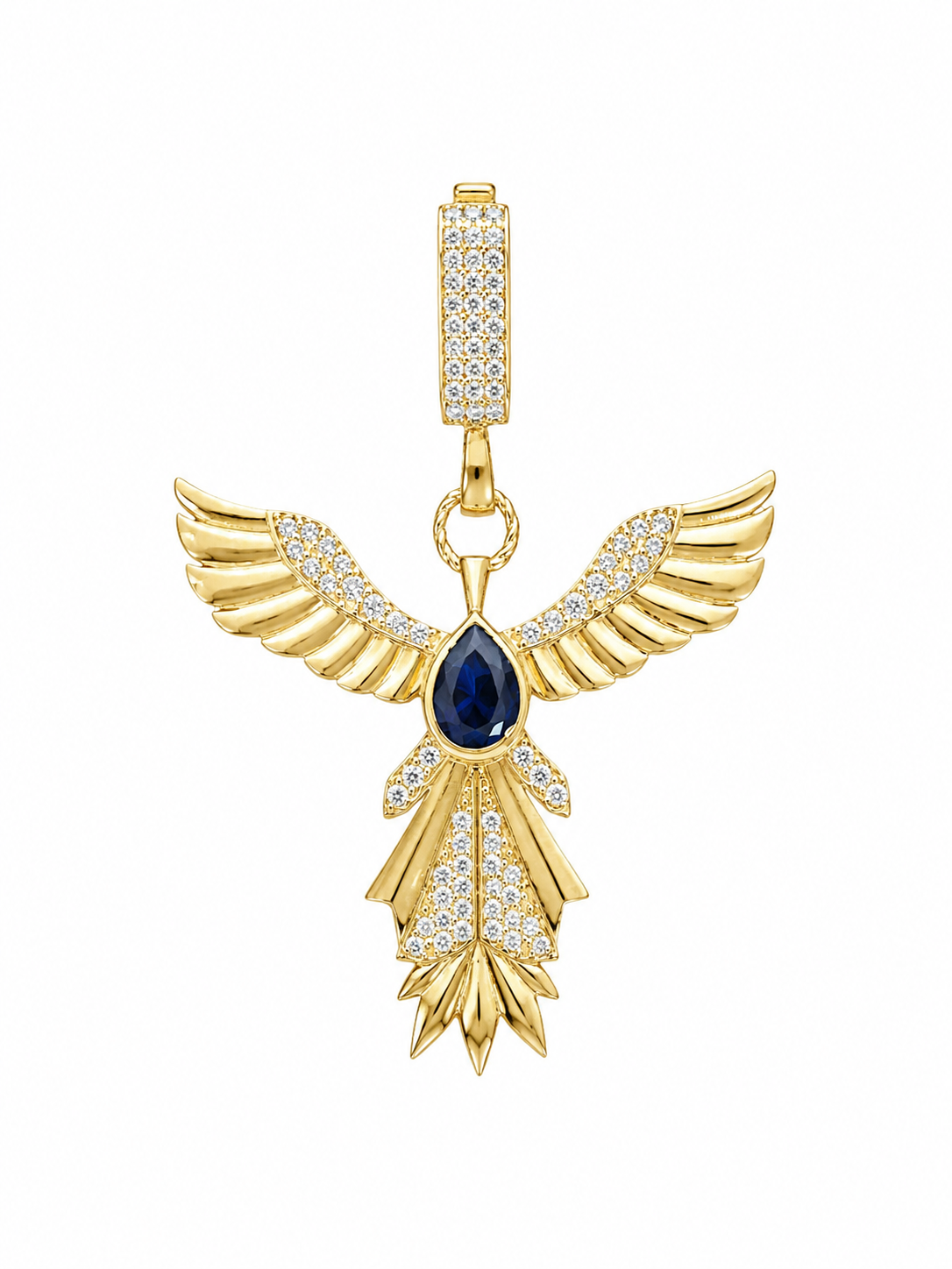 Dije de angel con piedra azul 14 kt