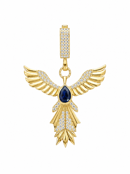 Dije de angel con piedra azul 14 kt