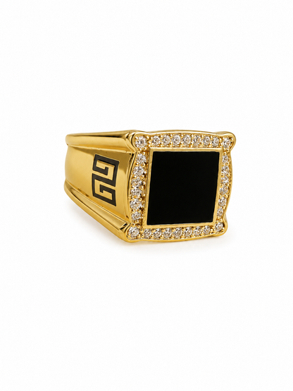 Anillo de hombre 10 kt con piedra negra
