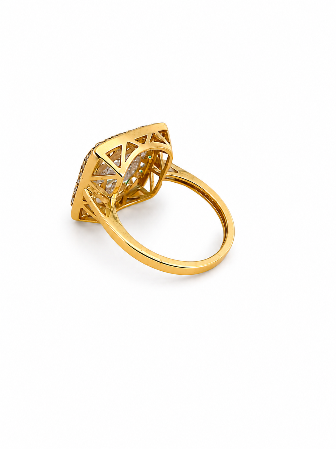 Anillo de mujer con piedras verdes y Blanca 10 kt