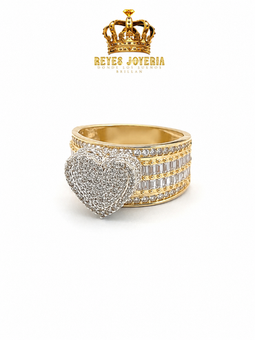Anillo de compromiso con corazon oro blanco y piedras vagues 10 kt
