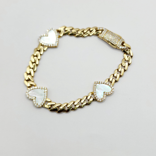 10K Brazalete De Mujer - De Corazones