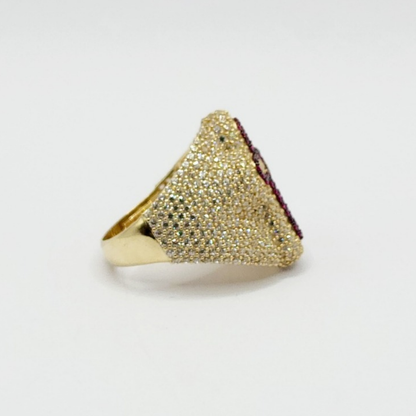 10K Anillo De Hombre - Con Diamante ( Diseño - Cruz )