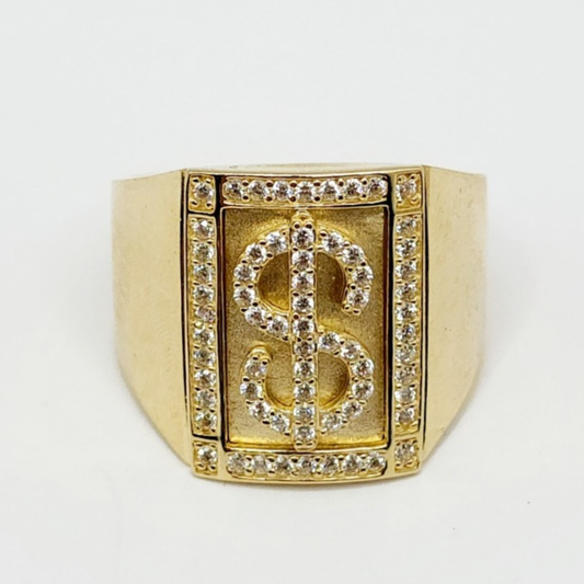 10K Anillo De Hombre - Diseño $ Con Diamante
