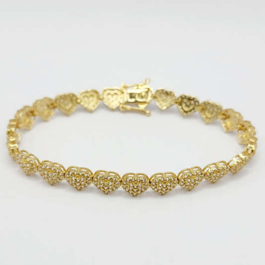 10K Brazalete De Mujer - Diseño De Corazones