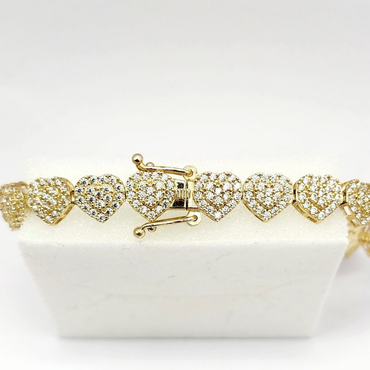 10K Brazalete De Mujer - Diseño De Corazones