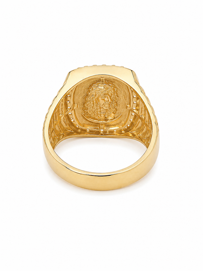 Anillo de hombre con la cara de Jesus 10 kt