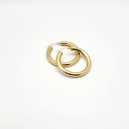 14K Argollas De Mujer - grande lisa