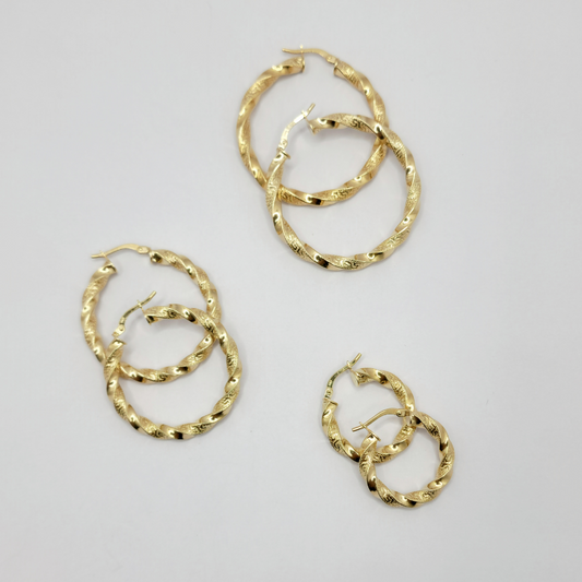 10K Trio De Argollas De Mujer - Chiquitas Torsidas