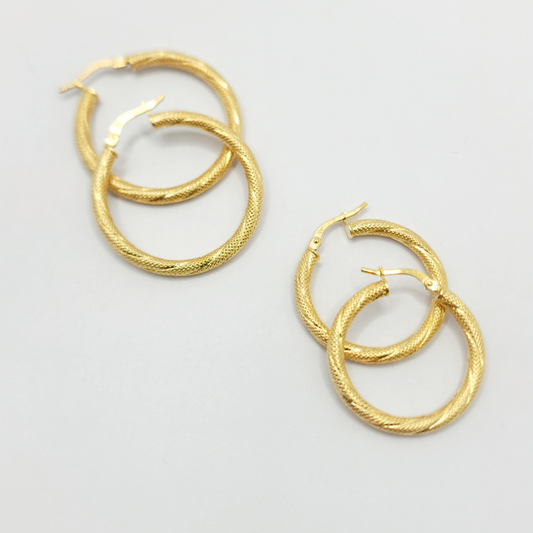 10K Argollas Set De 2 De Mujer - Diseño Nevada
