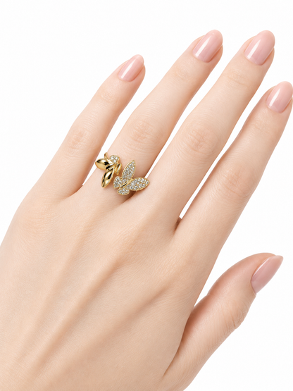 Anillo de mujer de mariposa 10 kt