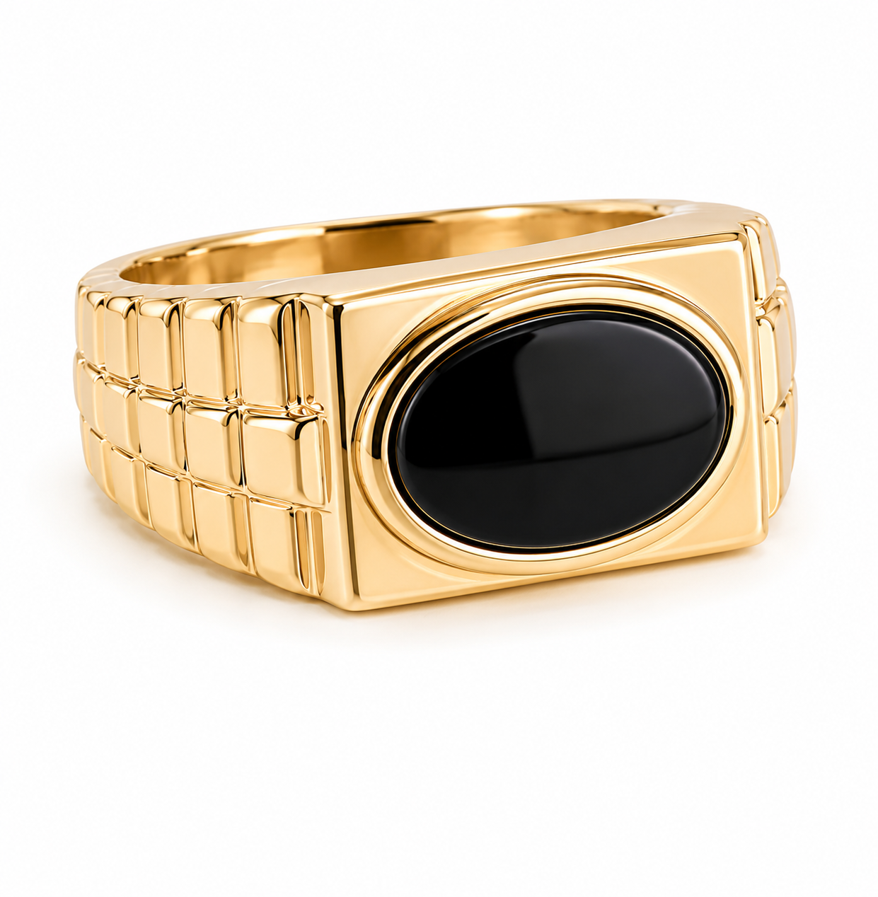 Anillo de hombre 10 kt con piedra negra