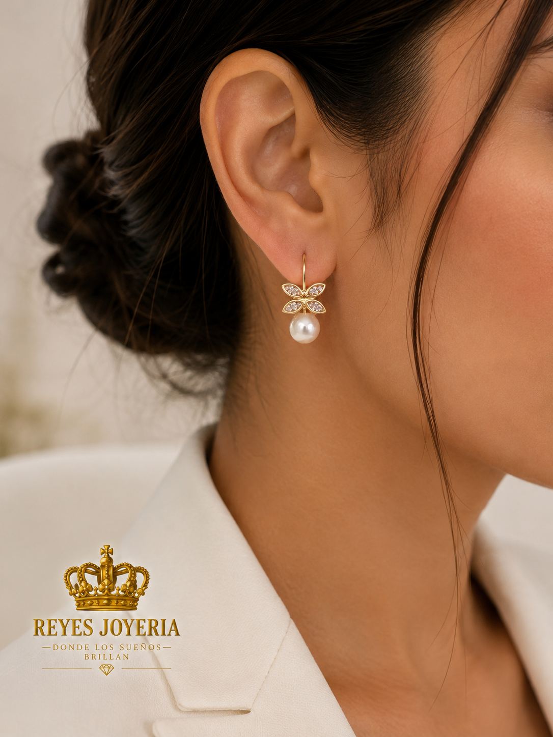 Aretes hermoso 10 kt con piedras blanca