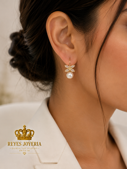 Aretes hermoso 10 kt con piedras blanca