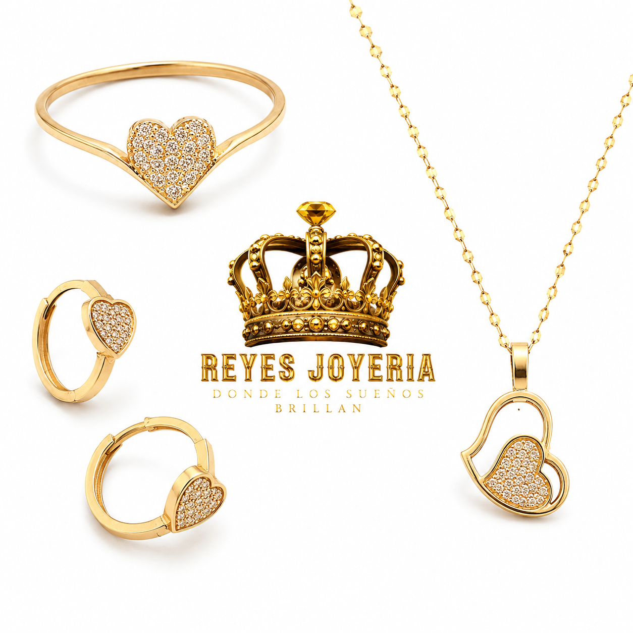 Set con cadena , dije , anillo , argollas por un solo precio