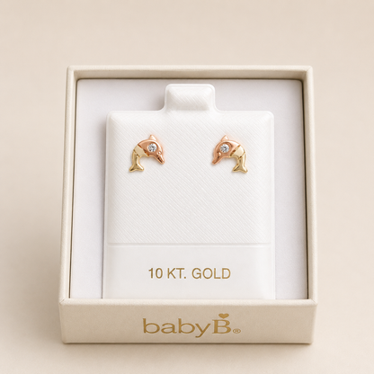 Pendientes para niña delfin  10 kt