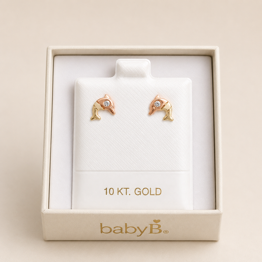 Pendientes para niña delfin  10 kt