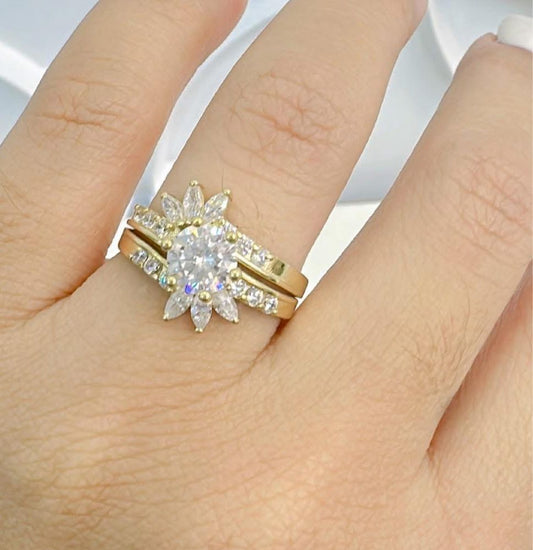 10k anillo de mujer con sirconia