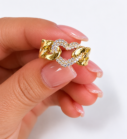 Anillo de mujer de corazon de piedras 10 kt