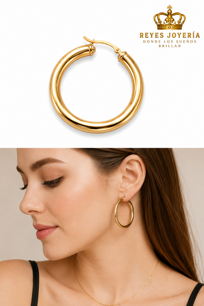 Argollas gorda liza 14 kt
