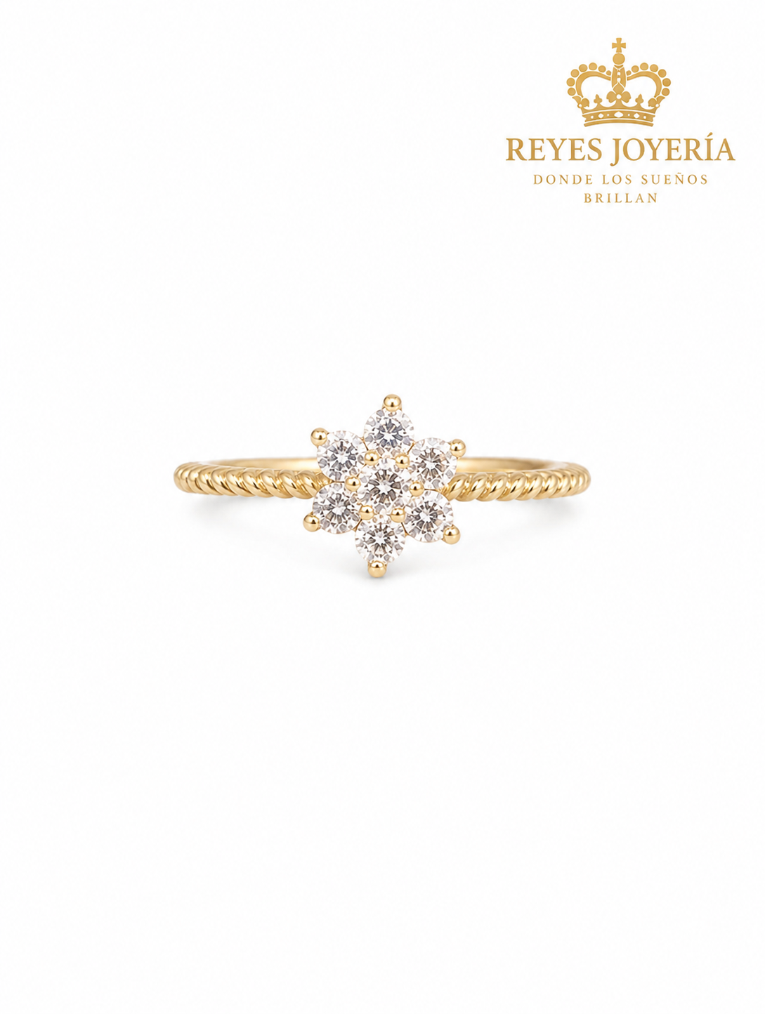 Anillo de flor con piedras 10 kt
