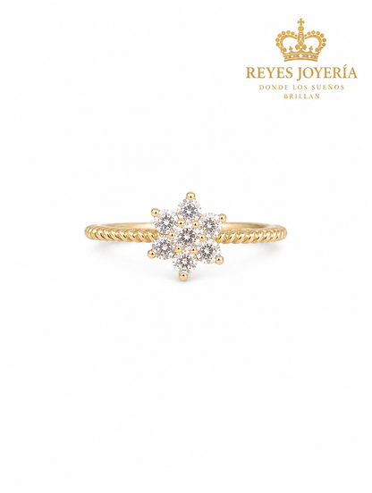 Anillo de flor con piedras 10 kt