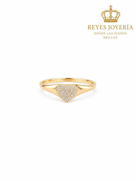 Anillo de mujer con corazon de piedras fino 10 kt