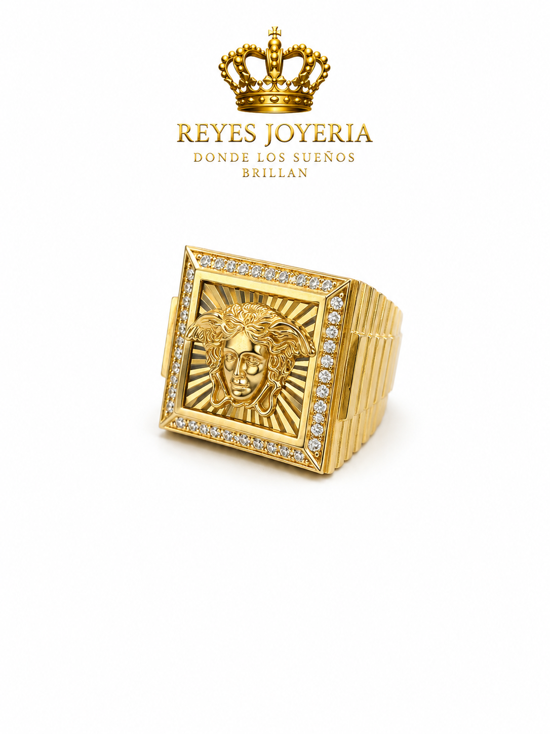 Anillo cuadrado grande con piedra 10 kt