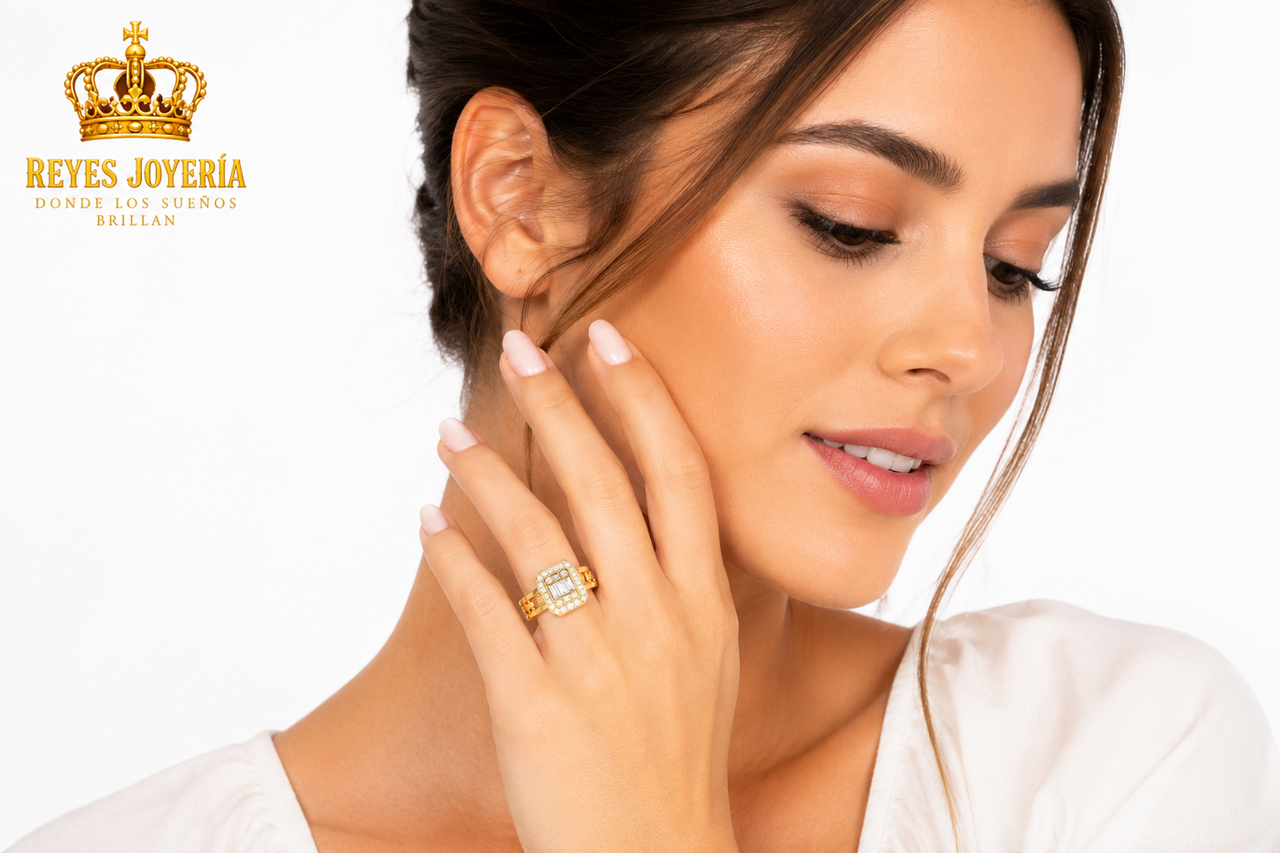 Anillo de mujer con piedras vague 14 kt