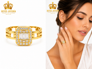 Anillo de mujer con piedras vague 14 kt